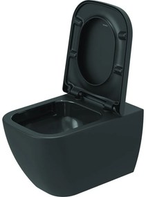 DURAVIT Happy D.2 závesné WC Rimless s hlbokým splachovaním, 365 x 540 mm, antracit/antracit matný, 2222098900