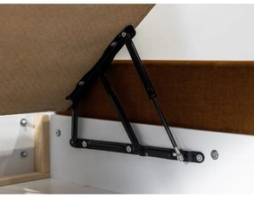 Okrovožltá čalúnená dvojlôžková posteľ s úložným priestorom s roštom 180x200 cm Jade – Bobochic Paris