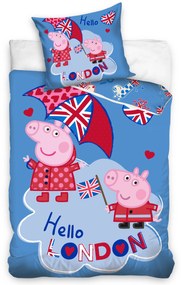 Detské obliečky PRASIATKO PEPPA Hello London modré