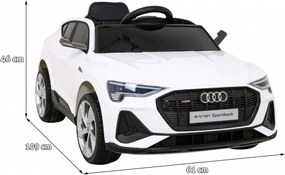 Ramiz Audi E-Tron Sportback pre deti Biela + Pilot + pohon 4x4 + pomalý štart + rádio MP3 + LED
