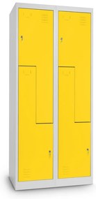 Kovová šatníková skrinka Z, 80 x 50 x 180 cm, cylindrický zámok, žltá - ral 1023