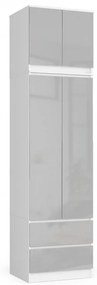 Skriňa s nadstavcom S 60 cm 2D 2SZ CLP biela / metalická, lesk