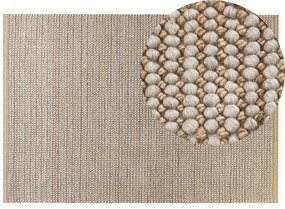Vlnený koberec 140 x 200 cm béžová/sivá BANOO Beliani
