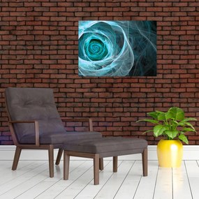 Sklenený obraz - Abstraktné ruže modrá s čiernym pozadím (70x50 cm)