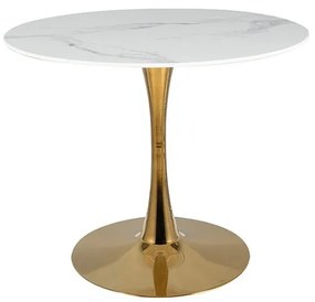 Jedálenský stôl ESPERO Farba: zlatá / mramorový efekt biela