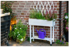 dobar Vyvýšený záhon s mriežkou, 79 x 28,5 x 130 cm (biela)  (100371497)