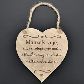 AMADEA Drevené srdce s textom Manželstvo je, keď si adoptujete.., masívne drevo, 16 x 15 cm