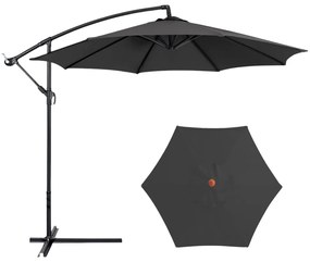LEAN Bočný záhradný slnečník s nastaviteľným sklonom – 350 x 250 cm, antracitový