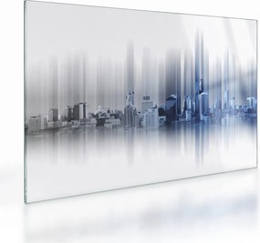 Sklenený obraz - Panoráma mesta, modro-šedé (70x50 cm)