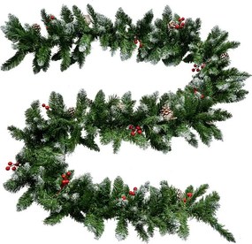 Zasnežená umelá girlanda z vetvičiek so šiškami - 270*7*7 cm