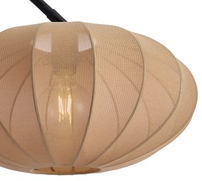 Japandi oblúková stojaca lampa čierna s hnedým tienidlom - Bida