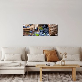 Obraz - Šťavnaté čučoriedky (s hodinami) (90x30 cm)