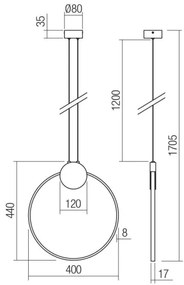 Redo 01-3106 - LED Luster na lanku ATOM LED/11W/230V pr. 40 cm
