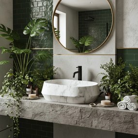 Rea Zoe Dune, umývadlo na dosku 590×380×170 mm, imitácia kameňa-šedá matná, REA-U3538