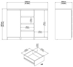 Komoda v dekore duba v prírodnej farbe 121x91x50 cm Naia – Tvilum