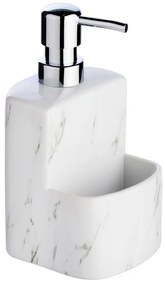 Biely keramický dávkovač na mydlo Wenko Festival Marble, 380 ml