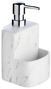 Biely keramický dávkovač na mydlo Wenko Festival Marble, 380 ml