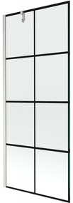 Mexen Next, 1-krídlová vaňová zástena 80 x 150 cm, 6mm číre sklo - čierny vzor, oceľová, 895-080-000-00-77-97