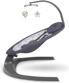 Lionelo - Detské hojdacie kresielko s melódiou RALF 4xAA Sivá/Biela + diaľkové ovládanie