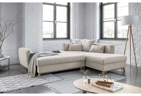 Béžová rozkladacia rohová pohovka Miuform Scandic Lagom L, pravý roh