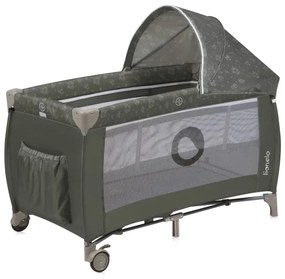 Lionelo - Cestovná postieľka SVEN PLUS béžovo-olivová
