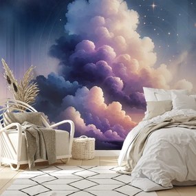 Tapeta hviezdne nebo nad oblačnou krajinou