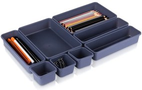 VILDE Súprava 8 kusov organizérov do zásuvky, antracitová, MODULAR 31 cm x 46 cm x 4,5 cm