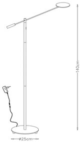 Lucide 19766/09/12 - LED Stmievateľná stojacia lampa ANSELMO LED/9W/230V chróm