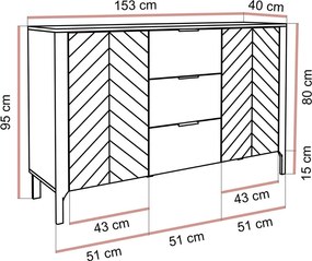 KOMODA SALOME SO ŠUPLÍKMI KAŠMÍR 153 cm