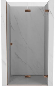 Mexen Lunar-F, pravé skladacie sprchové dvere 100 cm, 8mm číre sklo, ružové zlato profil, 836-100-000-60-00-P