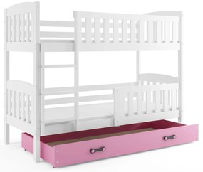 Detská poschodová posteľ KUBUŠ | biela Farba: biela / ružová, Rozmer.: 200 x 90 cm