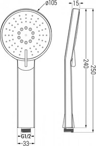 Mexen príslušenstvo, Ručná sprcha R-40, 3-funkčná, grafitová, 79540-66