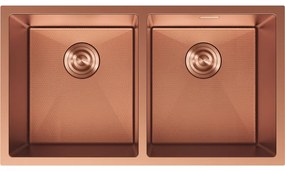 Mexen Binox, 2-komorový nerezový drez 800 x 450 mm, brúsená meď, vzor voština, 6421802000-65HC
