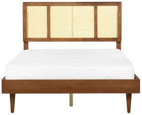 LED drevená posteľ 140 x 200 cm svetlé drevo AURAY Beliani