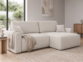 Rozkladacia obojstranná sedacia súprava do L NORDEN PAROS 250x140 cm, krémová