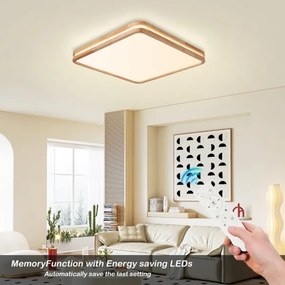 Brilagi - stmievateľné LED svietidlo MOLINA SQUARE LED/80W/230V, dub, 60x60 cm + diaľkový ovládač