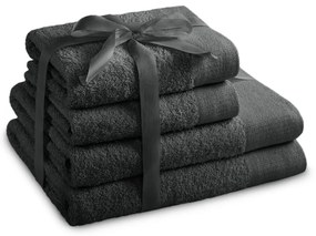 Tmavosivé froté bavlnené uteráky a osušky v súprave 4 ks Amari – Restilo