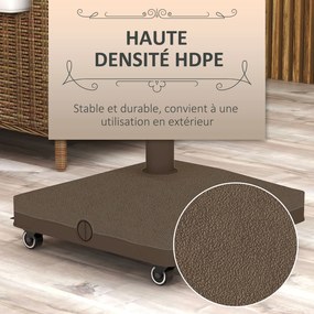 Podstavec na slnečník Outsunny štvorcový s hmotnosťou a 4 kolesami 45D x 45Š x 39V cm HDPE Hnedá | Aosom
