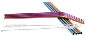 SPRINGOS Nerezová slamka na drinky, sada 10ks, dúhové SPRINGOS STRAW