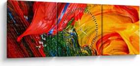 Obraz - Modrenie abstrakcie štetcom (s hodinami) (90x30 cm)