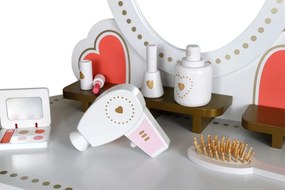 Veľký drevený detský toaletný stolík so zrkadlom