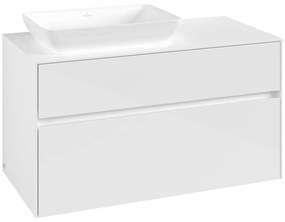 VILLEROY &amp; BOCH Collaro závesná skrinka pod umývadlo na dosku (umývadlo vľavo), 2 zásuvky, 1000 x 500 x 548 mm, Glossy White, C11000DH