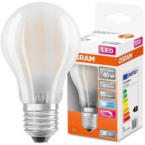 LED žiarovka E27 A60 4,8W = 40W 470lm 4000K Neutrálne 320° Stmievateľné vlákno OSRAM SUPER STAR