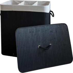 TRENDIE Bambusový kôš na prádlo 150l čierny + DARČEK