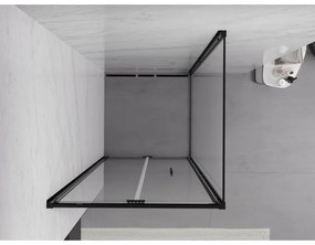 Mexen Exo, sprchovací kút so skladacími dverami 95 x 95 cm, 6mm číre sklo, čierny profil, 816-095-095-70-00