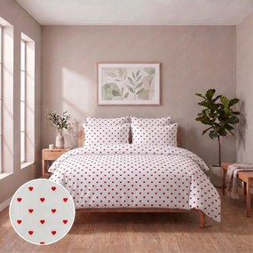 Kvalitex Bavlnené obliečky 140x200 + 70x90 cm - Srdiečka červené