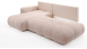 Rozkladacia rohová čalúnená sedacia súprava ALMADA v tvare L s úložným priestorom, ľavé prevedenie, ružová