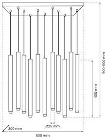 Luster na lanku MONZA 11xG9/8W/230V čierna