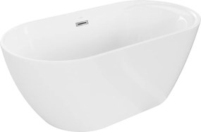 Mexen Laura Oválna Voľne stojaca Vaňa 150x75 cm Biela Akryl