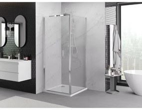 Mexen Exo, sprchovací kút so skladacími dverami 90 x 90 cm, 6mm číre sklo, chrómový profil, 816-090-090-01-00